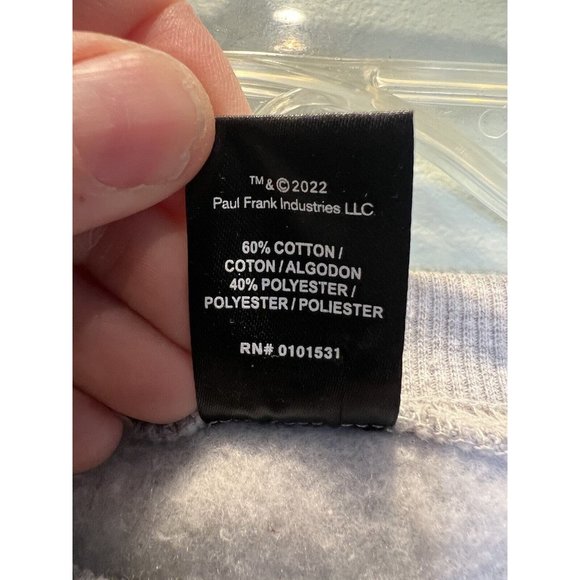 Juniors Size Medium Paul Frank Sock Monkey Gray Sweatshirt Round Neck - Picture 6 of 8